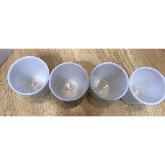 Hazel Atlas Milk White Opalescent Ring Of Fire  3.5" tall Vintage Tumblers Qty-4 - Picture 3 of 4